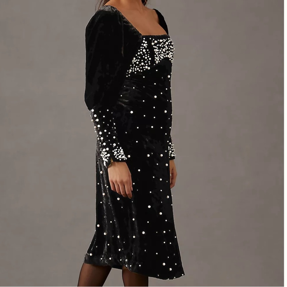 NWT Anthropologie Embellished Velvet Dress - Picture 4 of 14